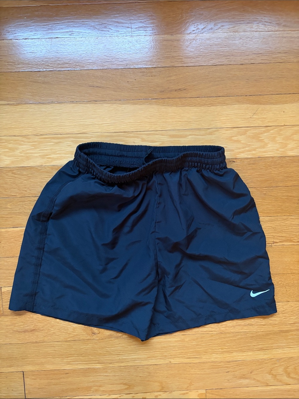 Nike Boys Dry Fit Black Athletic Shorts with Small White Swoosh